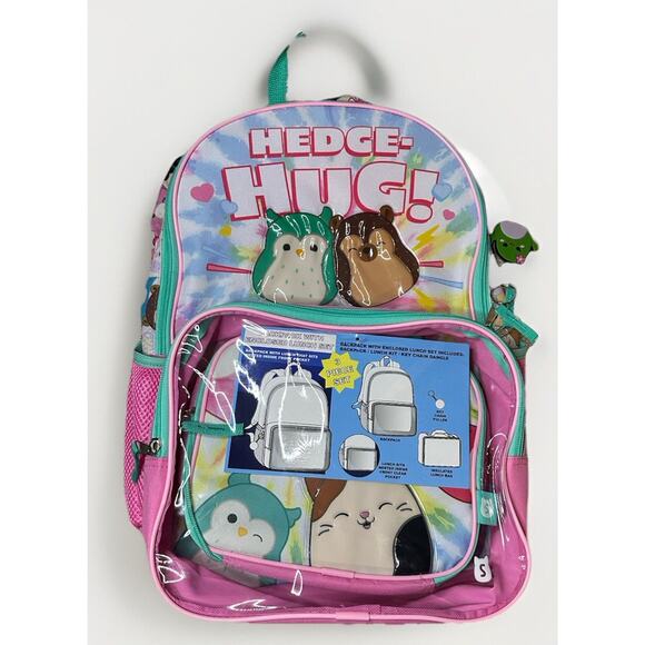 Squishmallows Bioworld Large Backpack & Lunchbox & Key Chain HEDGE-HUG! AOP RARE - Picture 6 of 8